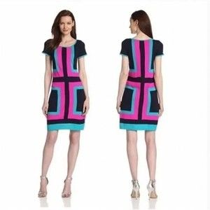 Lilly Pulitzer Women's Isabella Mod Retro Sweater Dress Hot Pink & Blue …